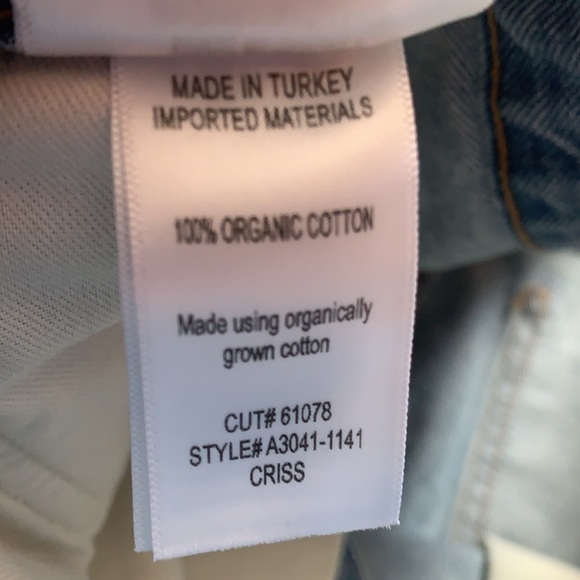 NWT AGOLDE Criss Cross Symbol Jean Denim Skirt Distressed Light Blue Wash Sz 31 - Picture 8 of 13